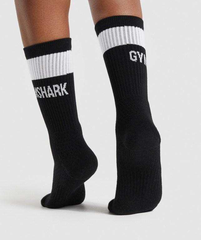 Gymshark Premium Logo 1pk Men's Socks Black | UAE-02QZAS