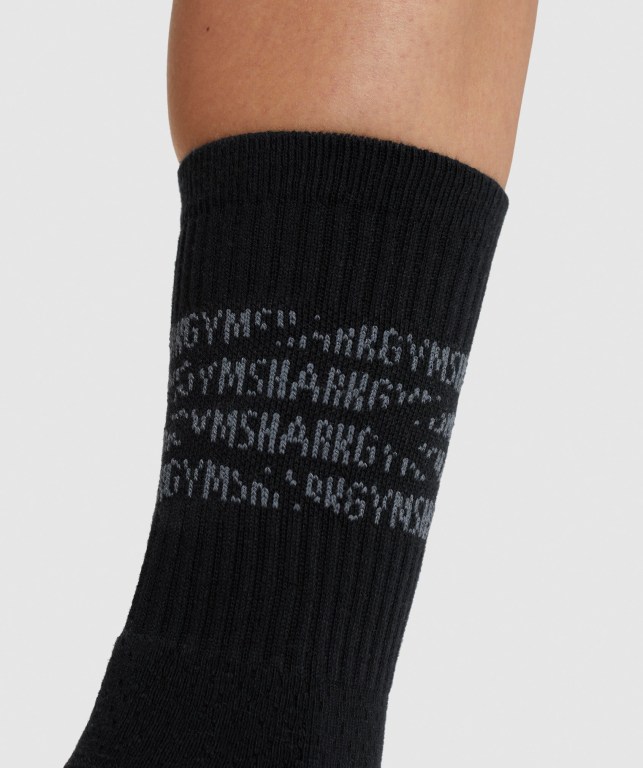 Gymshark Premium Logo 1pk Men's Socks Black / Grey | UAE-14KHSQ