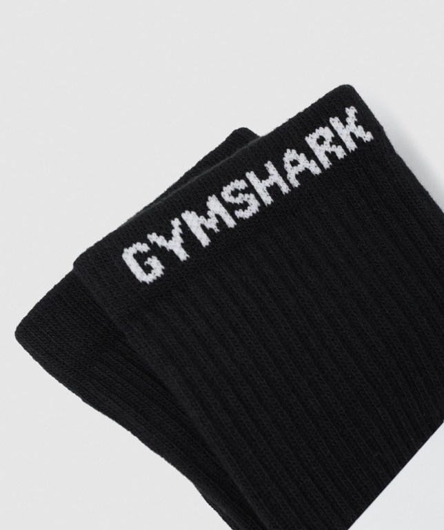 Gymshark Premium Logo 1pk Men's Socks Black | UAE-40MKJQ