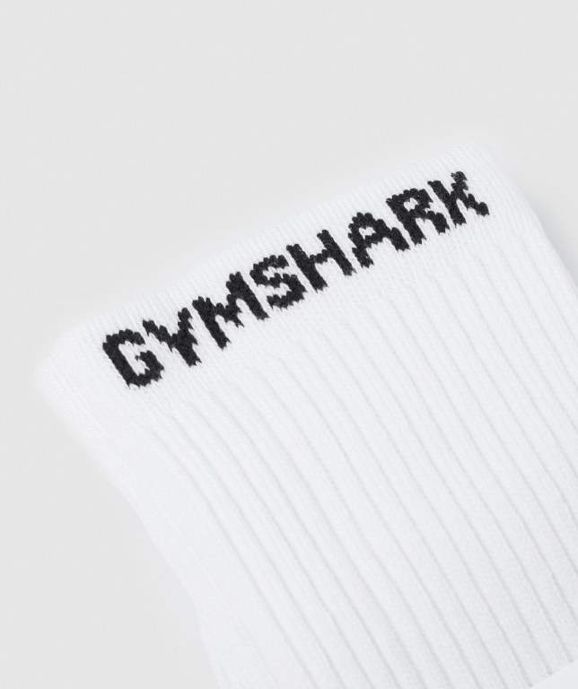 Gymshark Premium Logo 1pk Men's Socks White | UAE-20UXLF