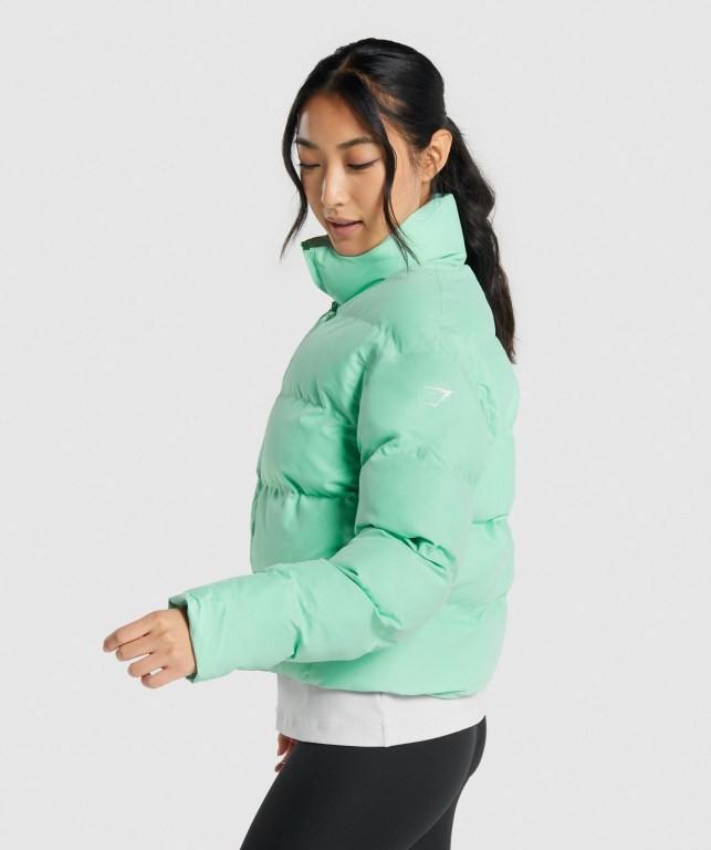 Gymshark Puffer Women's Jackets Green | UAE-78CPAS