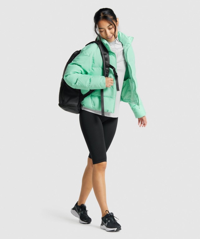 Gymshark Puffer Women's Jackets Green | UAE-78CPAS