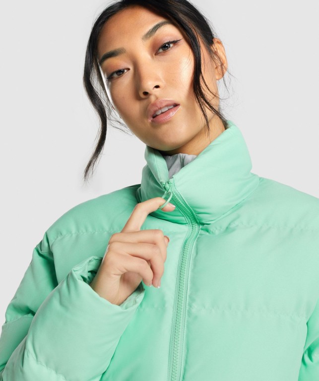 Gymshark Puffer Women's Jackets Green | UAE-78CPAS