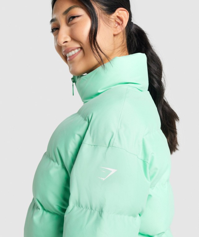 Gymshark Puffer Women's Jackets Green | UAE-78CPAS