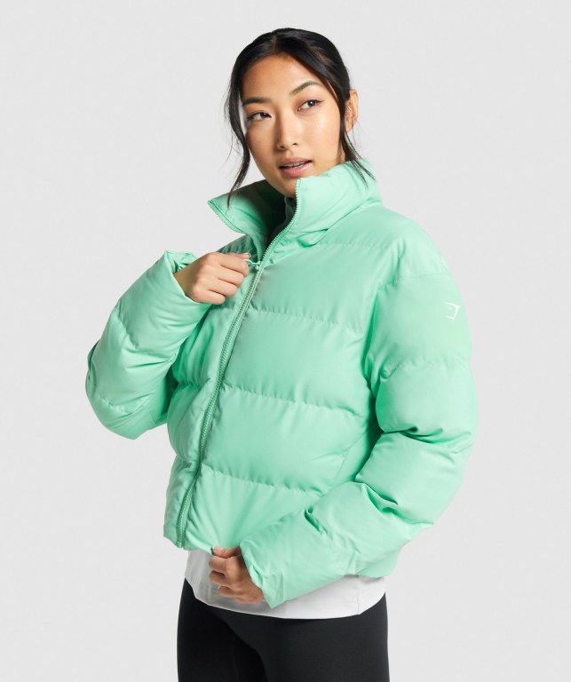 Gymshark Puffer Women\'s Jackets Green | UAE-78CPAS