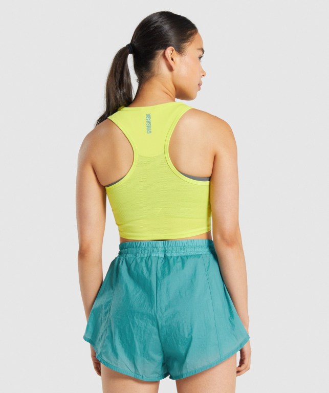 Gymshark Pulse Crop Women's Tank Tops Yellow | UAE-64ELUY