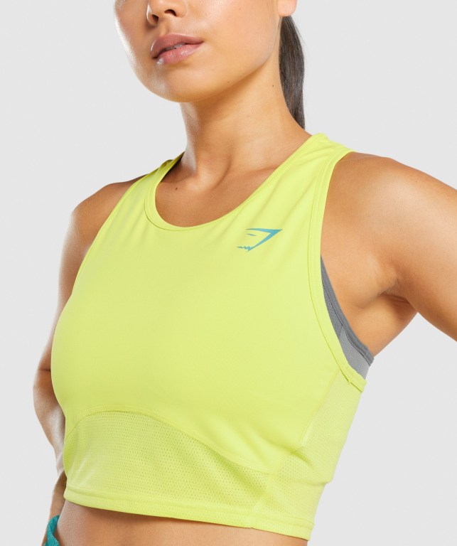 Gymshark Pulse Crop Women's Tank Tops Yellow | UAE-64ELUY