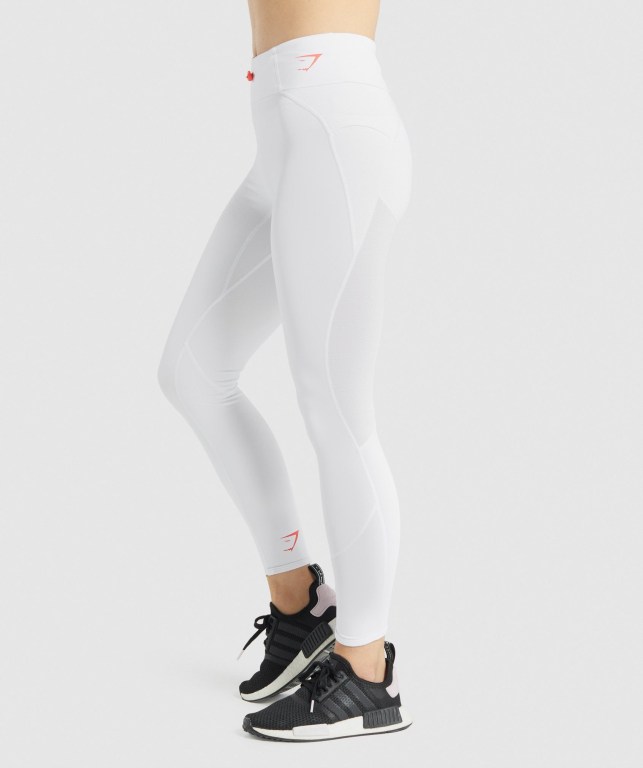 Gymshark Pulse High Waisted Women's Leggings White | UAE-48IYGK