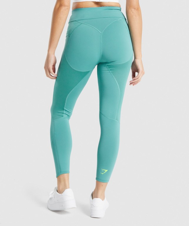 Gymshark Pulse High Waisted Women's Leggings Turquoise | UAE-80LUZH