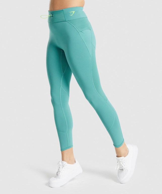 Gymshark Pulse High Waisted Women's Leggings Turquoise | UAE-80LUZH