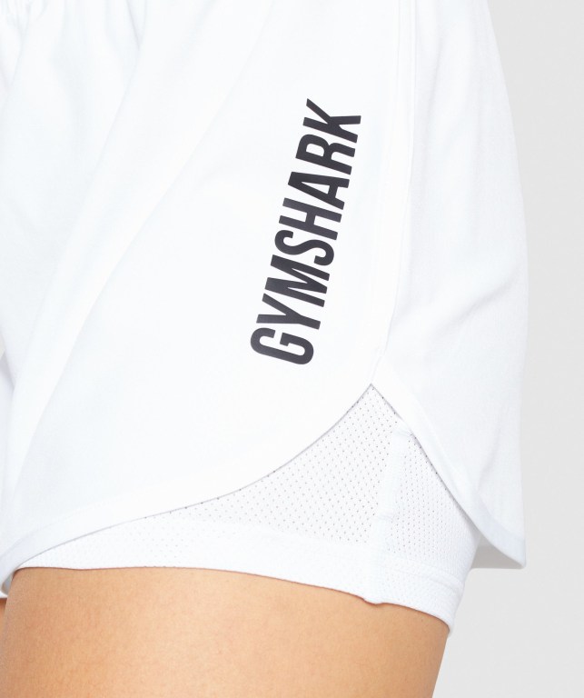 Gymshark Pulse Mid Rise Women's Shorts White | UAE-45MQUK