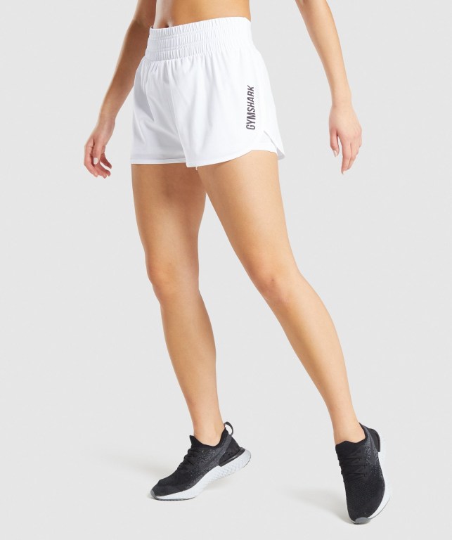 Gymshark Pulse Mid Rise Women\'s Shorts White | UAE-45MQUK