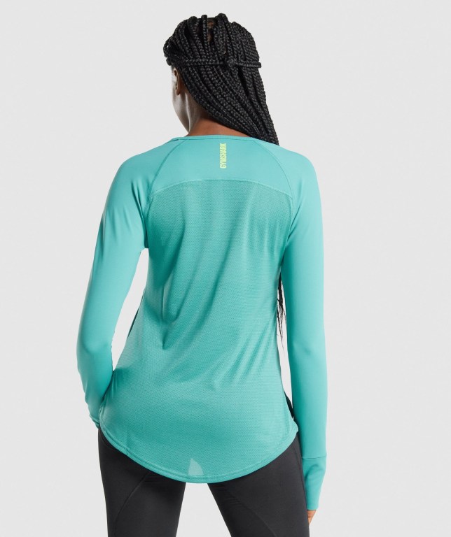 Gymshark Pulse Women's T Shirts Turquoise | UAE-91HINO