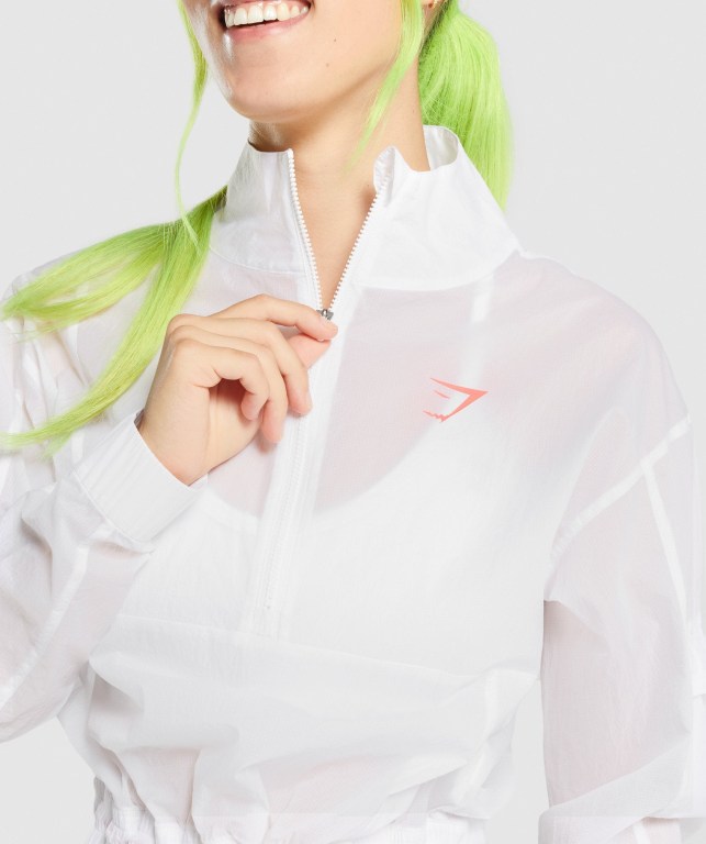 Gymshark Pulse Woven Women's Jackets White | UAE-37FJWO