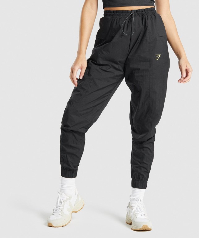 Gymshark Pulse Woven Women\'s Joggers Black | UAE-76IQJS