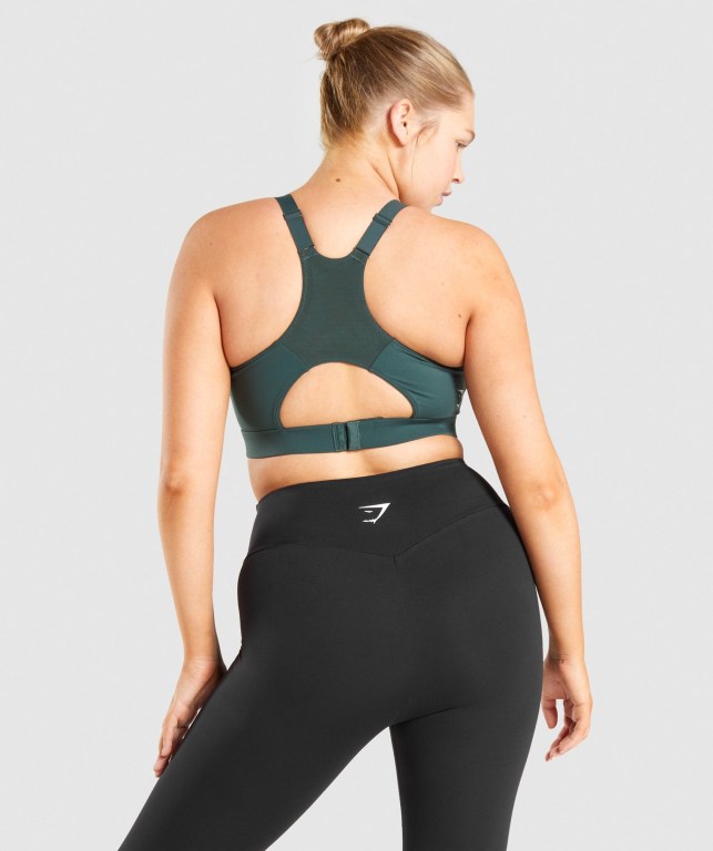 Gymshark Racer Back Training Women's Sports Bra Dark Green | UAE-48DGBA