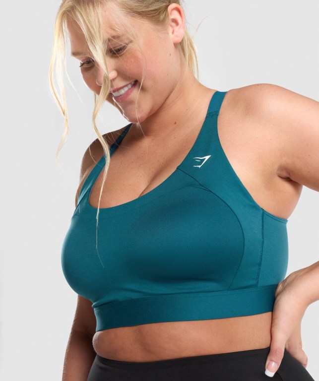 Gymshark Racer Back Training Women's Sports Bra Turquoise | UAE-52CNSU