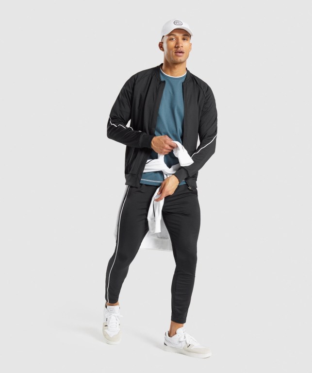 Gymshark Recess Full Zip Track Men's Jackets Black | UAE-92PEIK