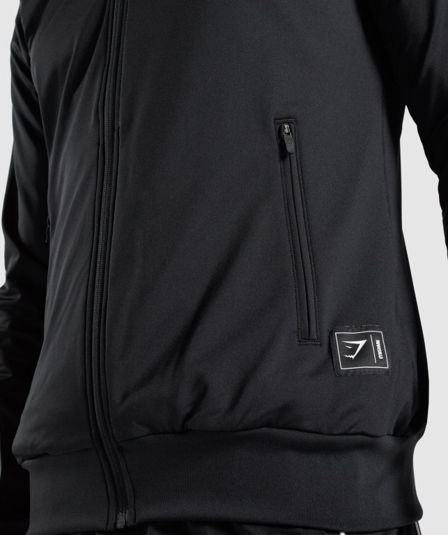 Gymshark Recess Full Zip Track Men's Jackets Black | UAE-92PEIK