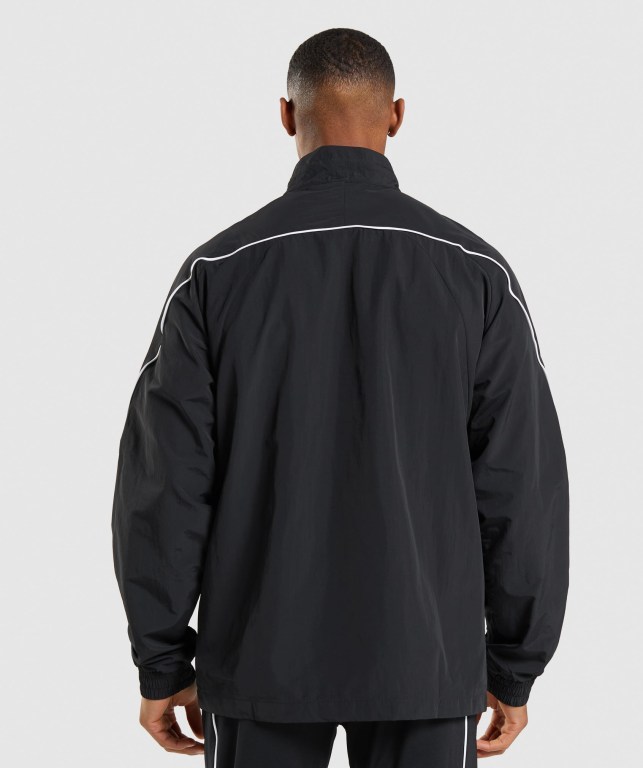 Gymshark Recess Lightweight Men's Jackets Black / White | UAE-32JKYO