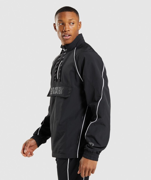 Gymshark Recess Lightweight Men's Jackets Black / White | UAE-32JKYO