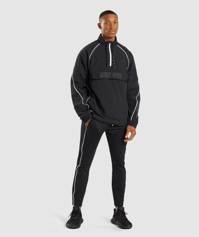 Gymshark Recess Lightweight Men's Jackets Black / White | UAE-32JKYO