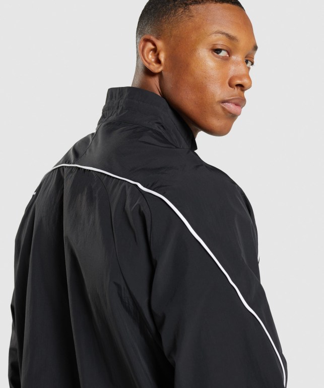 Gymshark Recess Lightweight Men's Jackets Black / White | UAE-32JKYO