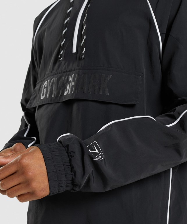 Gymshark Recess Lightweight Men's Jackets Black / White | UAE-32JKYO