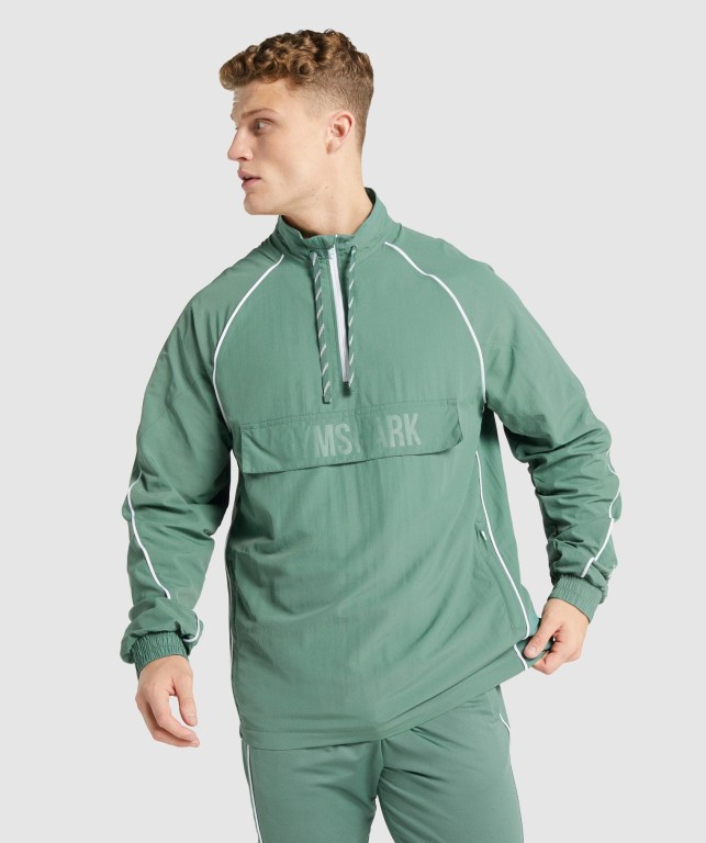 Gymshark Recess Lightweight Men\'s Jackets Green | UAE-92OBPI