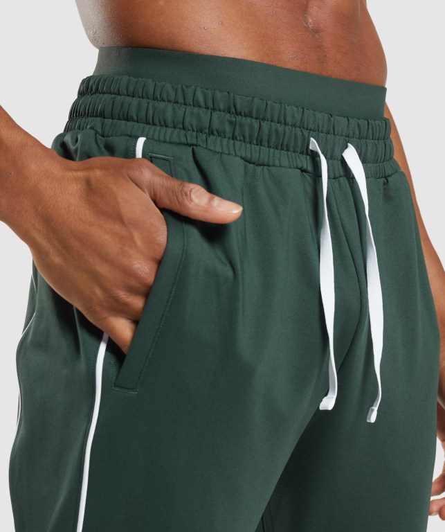 Gymshark Recess Men's Joggers Obsidian Green / White | UAE-24IRGK