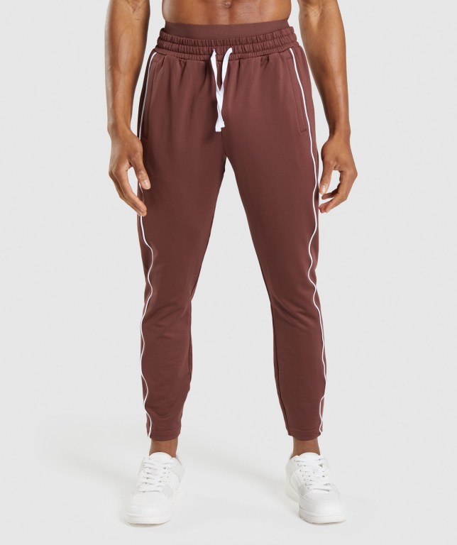 Gymshark Recess Men\'s Joggers Pink Brown / White | UAE-48ERPD