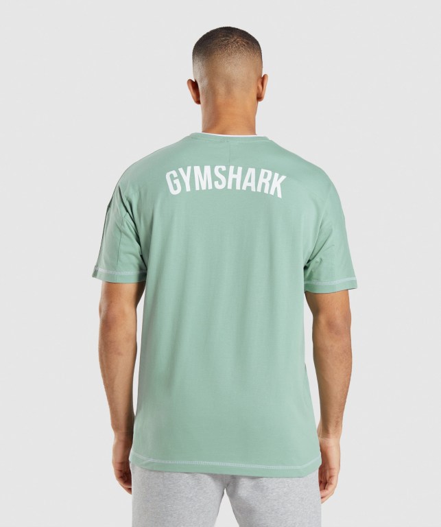 Gymshark Recess Men's T Shirts Blue / White | UAE-43SDYR