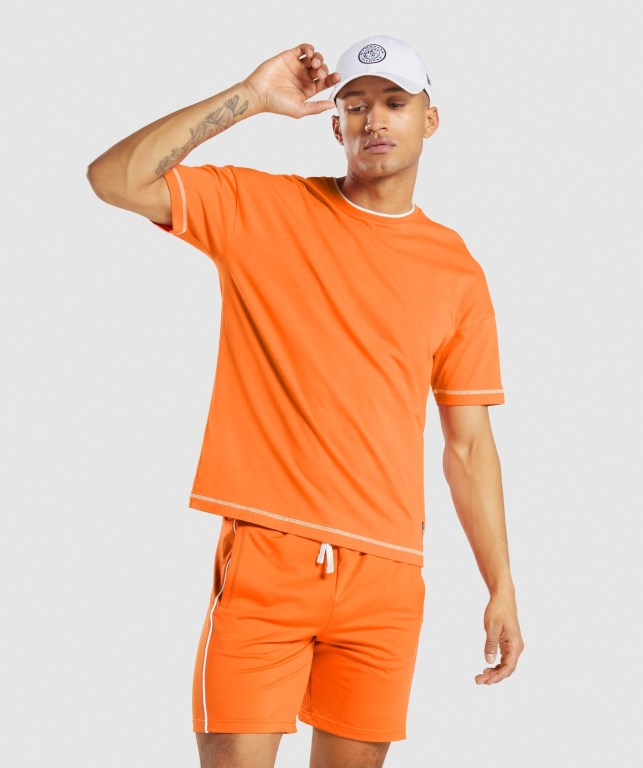 Gymshark Recess Men's T Shirts Orange | UAE-86ZJRF