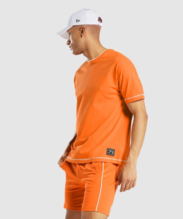 Gymshark Recess Men's T Shirts Orange | UAE-86ZJRF