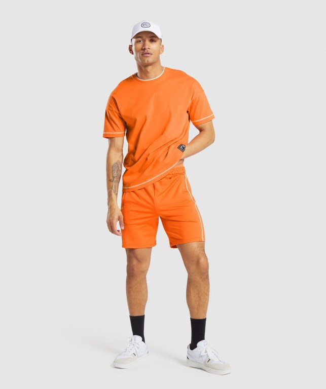 Gymshark Recess Men's T Shirts Orange | UAE-86ZJRF