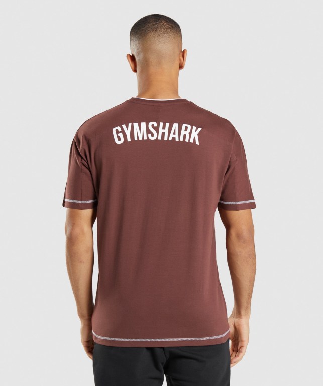 Gymshark Recess Men's T Shirts Pink Brown / White | UAE-20UVOD