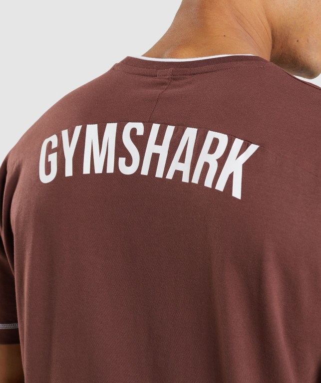 Gymshark Recess Men's T Shirts Pink Brown / White | UAE-20UVOD