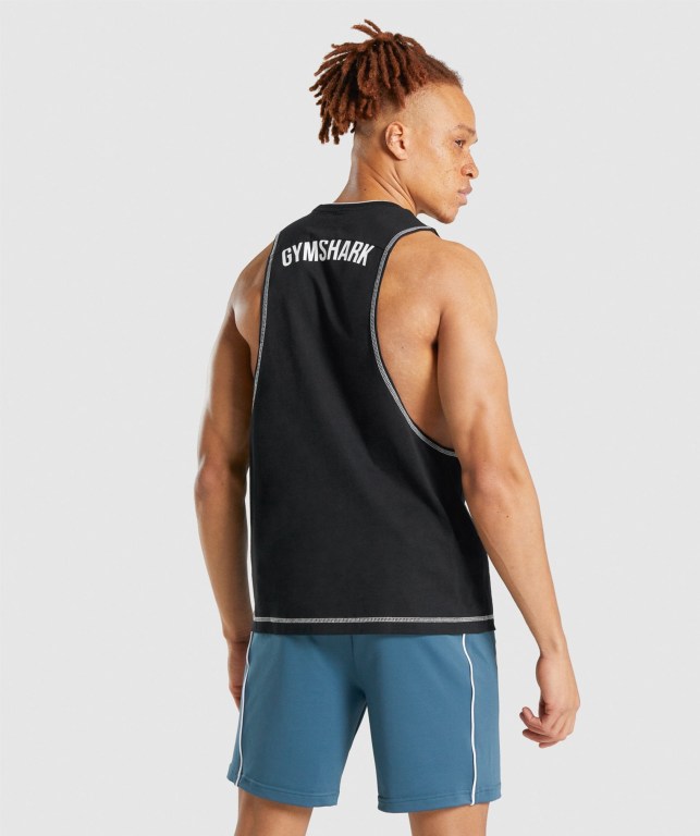 Gymshark Recess Men's Tank Tops Black | UAE-06VRYN