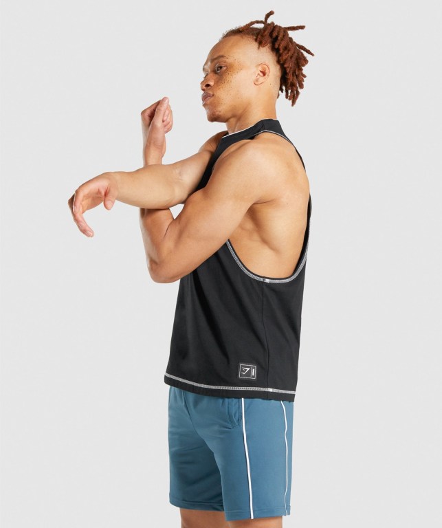 Gymshark Recess Men's Tank Tops Black | UAE-06VRYN