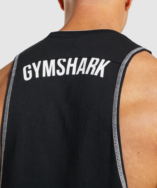 Gymshark Recess Men's Tank Tops Black | UAE-06VRYN