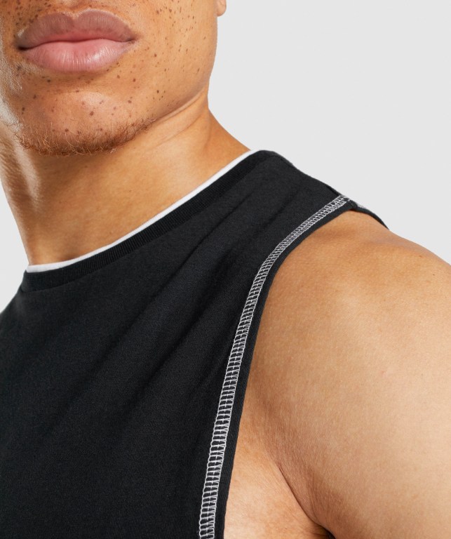 Gymshark Recess Men's Tank Tops Black | UAE-06VRYN