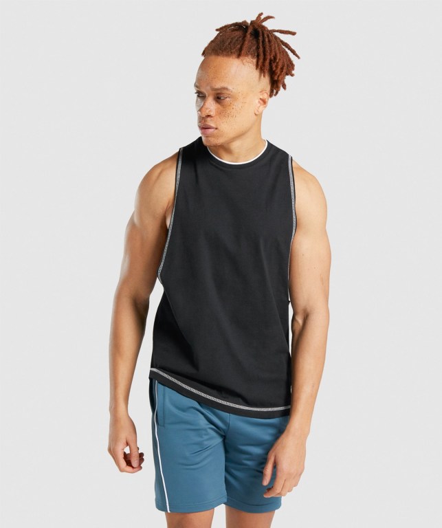 Gymshark Recess Men\'s Tank Tops Black | UAE-06VRYN