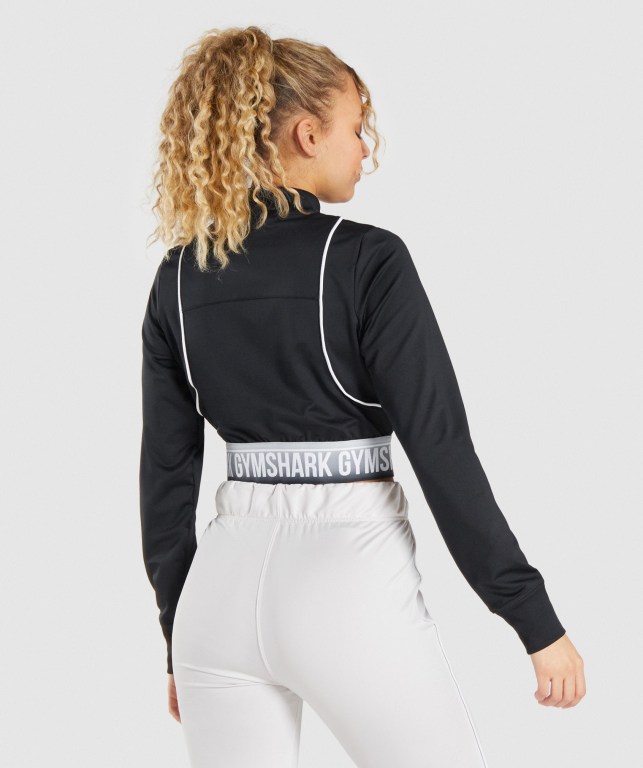 Gymshark Recess Track Top Women's Jackets Black | UAE-78NZWL