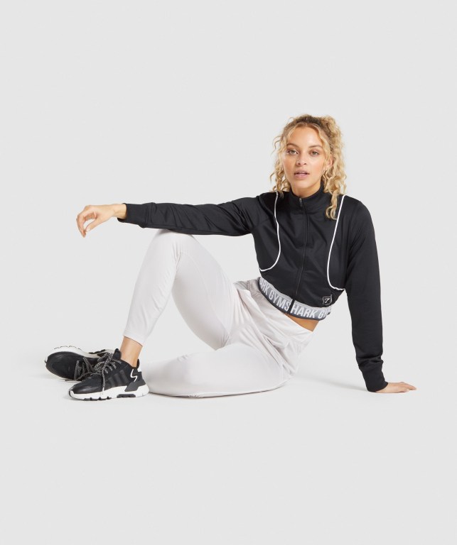 Gymshark Recess Track Top Women's Jackets Black | UAE-78NZWL