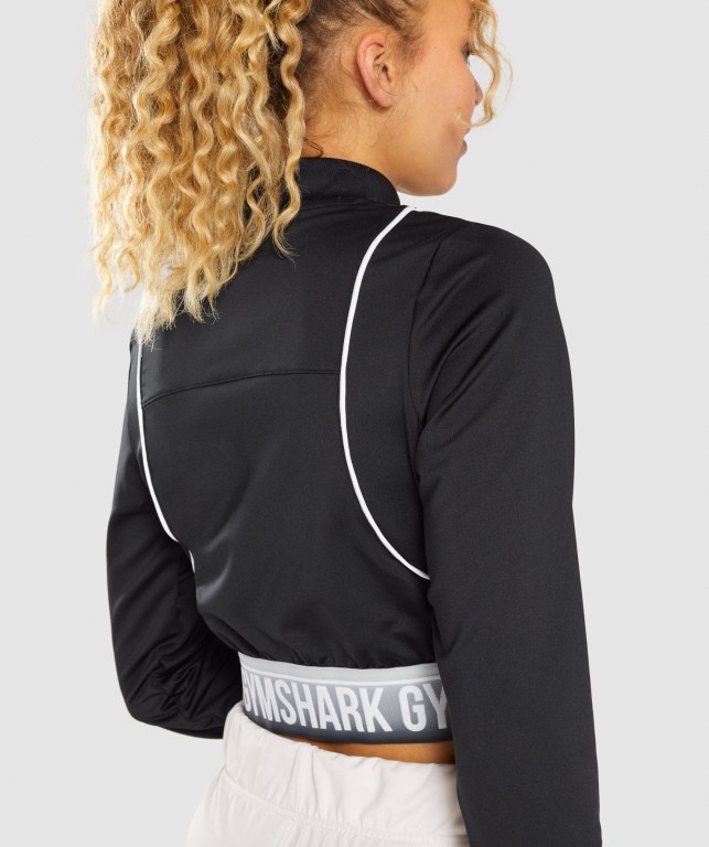 Gymshark Recess Track Top Women's Jackets Black | UAE-78NZWL