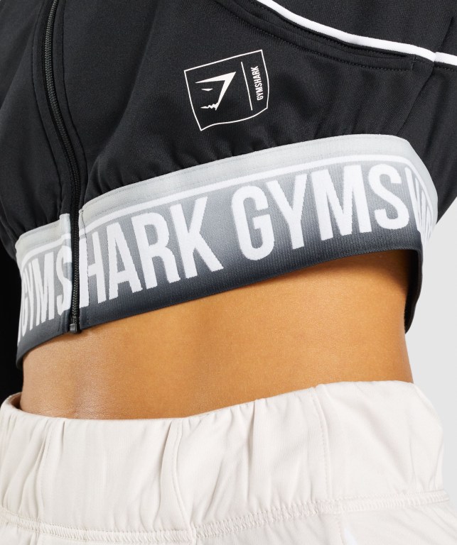 Gymshark Recess Track Top Women's Jackets Black | UAE-78NZWL