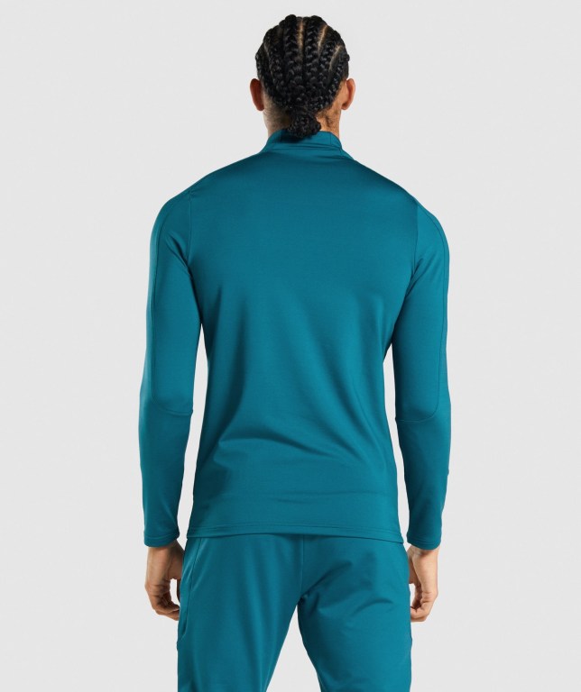 Gymshark Regulate 1/4 Zip Men's Hoodies Turquoise | UAE-79LMDT