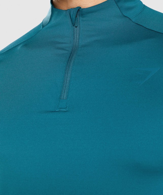 Gymshark Regulate 1/4 Zip Men's Hoodies Turquoise | UAE-79LMDT