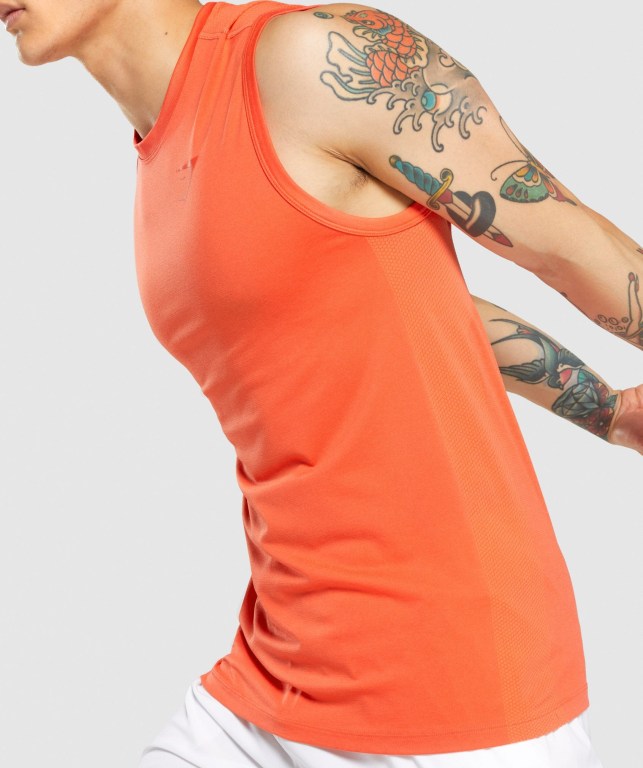 Gymshark Regulate Training Men's Tank Tops Orange | UAE-27WXOJ