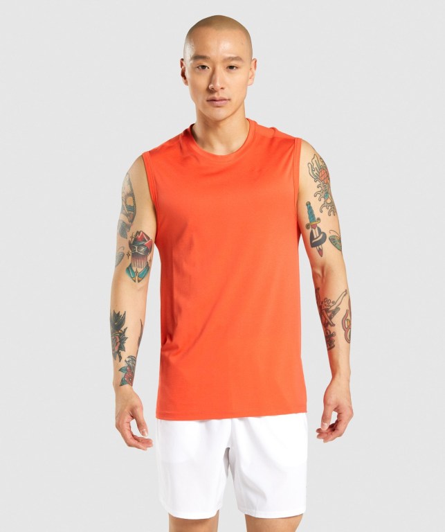 Gymshark Regulate Training Men\'s Tank Tops Orange | UAE-27WXOJ